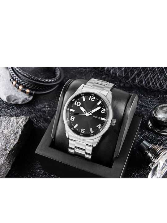 Guess Monte Men's Battery Watch with Silver Metal Bracelet