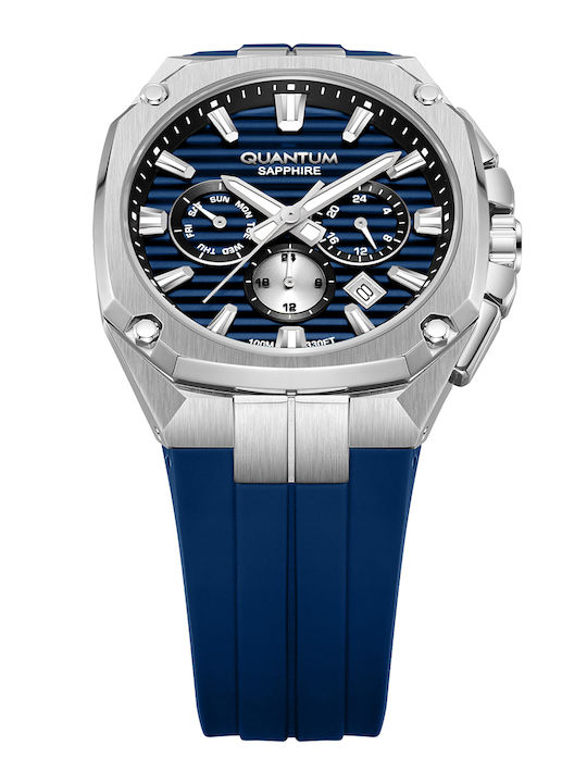 Quantum Adrenaline Ceas Bărbați 41mm Baterie Cu Curea Din Cauciuc Albastră