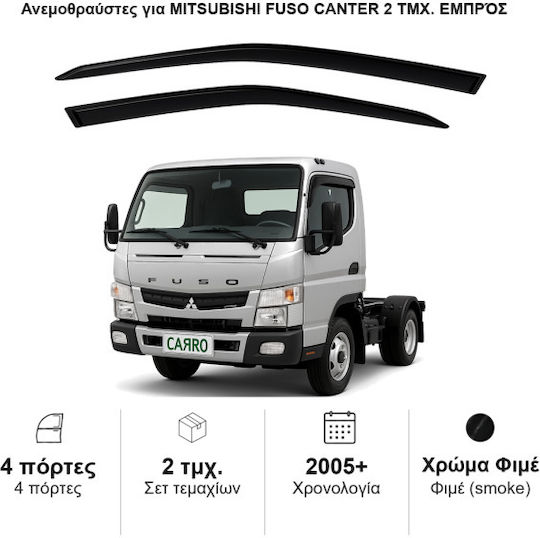 Heko Комплект Ветробрани Предни на камион Dark Fime за Mitsubishi Кантър Fuson 2D 2005 2бр