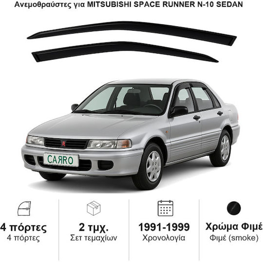 Heko Satz Windabweiser Vordere Dark Fime für Mitsubishi Raumläufer 2Stück