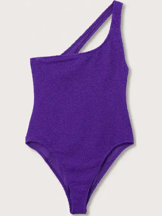 Costum De Baie Întreg Mov Cu Un Umăr