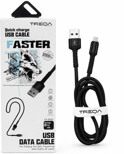 Treqa USB-A to Lightning Cable Black 2m CA-8562