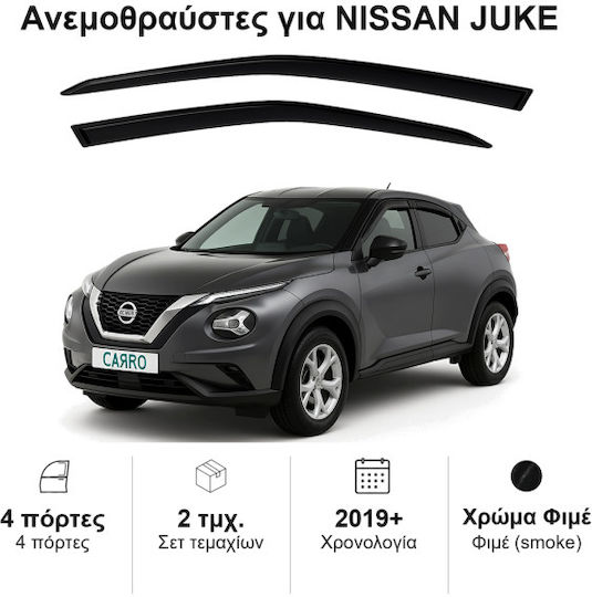 Heko Set of Windbreakers Front Car Dark Fime for Nissan Juke 2019+ 2pcs