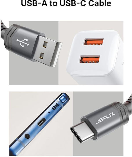 Jsaux Geflochtenes USB Typ-C Kabel Männlich - USB-C Graue 2m 2 Stück