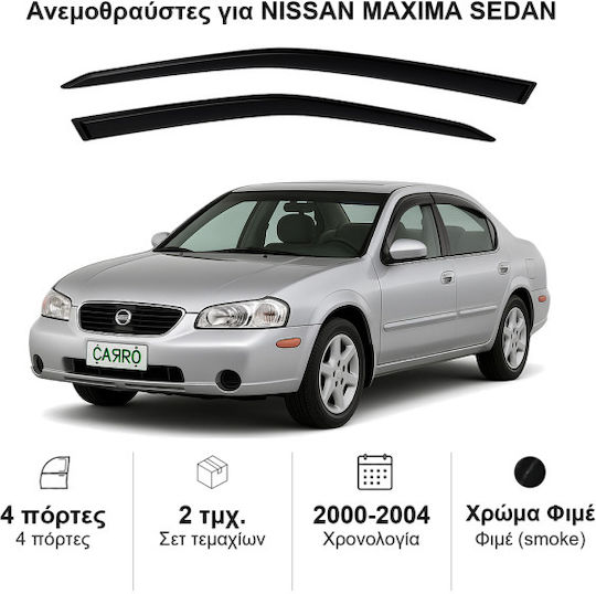 Heko Σετ Ανεμοθραύστες Αυτοκινήτου Μπροστινοί Σκούρο Φιμέ για Nissan Maxima 2τμχ