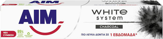 AIM White System Charcoal Οδοντόκρεμα με Ενεργό Άνθρακα για Λεύκανση 75ml