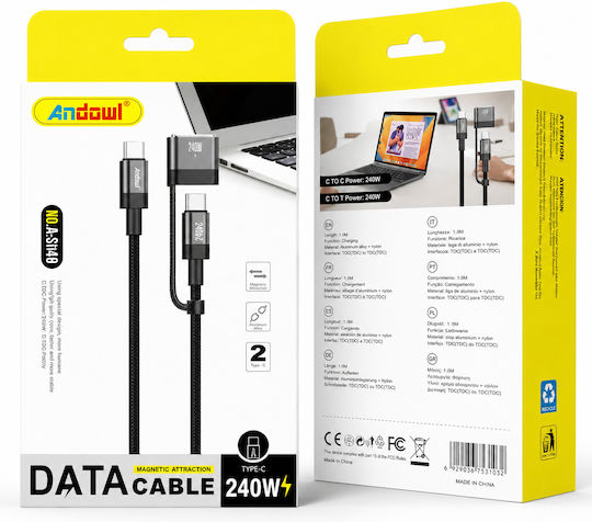 Andowl Cablu USB la Type-C Negru 1m Q-SJ740