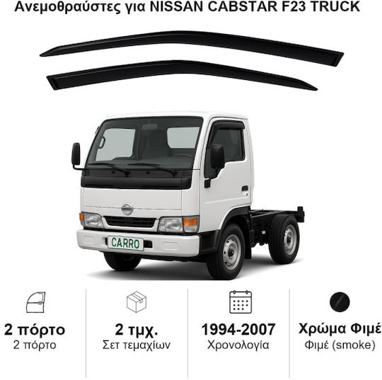 Heko Set of Windbreakers Front Trucks Dark Fime for Nissan Cabstar F23 1994-2007 2pcs