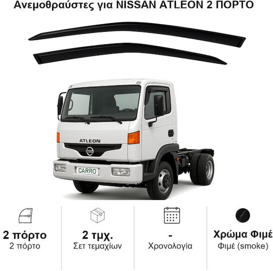 Heko Σετ Ανεμοθραύστες Αυτοκινήτου Μπροστινοί Σκούρο Φιμέ για Nissan Kubistar 2τμχ