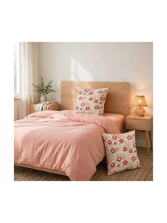 Oxygen Decorative Pillow Case Eco Text Fabric Red 45x45cm