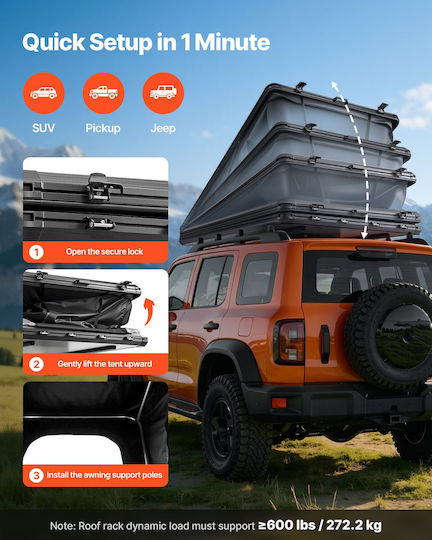 Vevor Cort Camping Pop Up Pentru Automobil Gri Cu Dublu Material