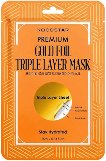 Kocostar Mască Premium Gold Foil cu Trei Straturi 25 ml