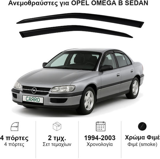 Heko Set of Windbreakers Front Car Dark Fime for Opel Omega 2pcs