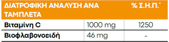 Lanes Vitamin C Βιταμίνη για Ενίσχυση του Ανοσοποιητικού, τo Δέρμα & Αντιοξειδωτική δράση 1000mg Πορτοκάλι 60 μασώμενες ταμπλέτες