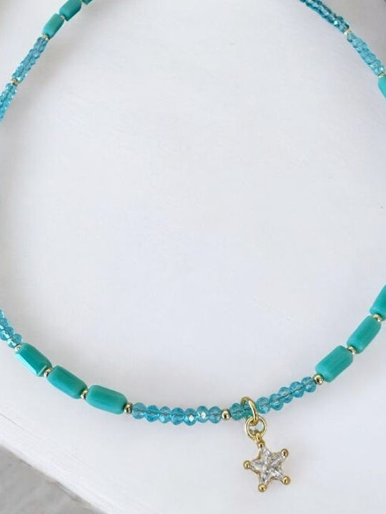 Ezera Vergoldetes Choker mit Zirkon Blau
