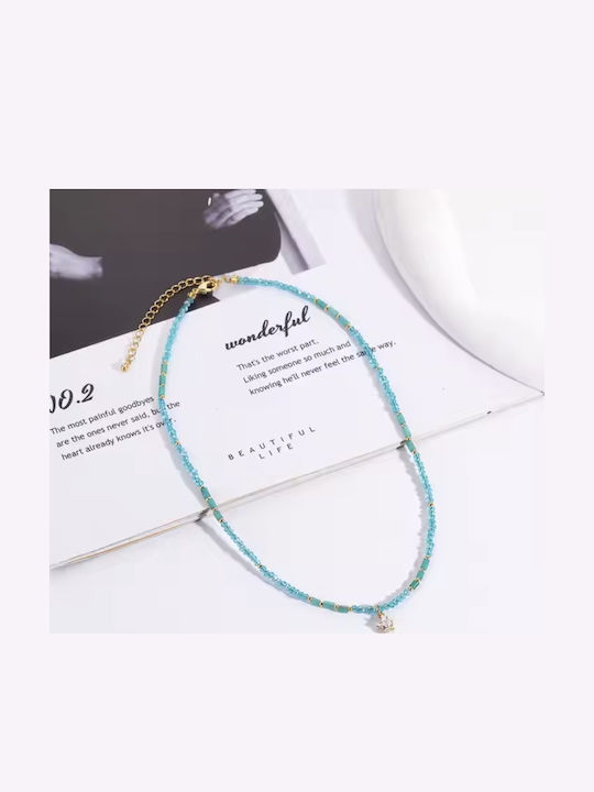 Ezera Vergoldetes Choker mit Zirkon Blau