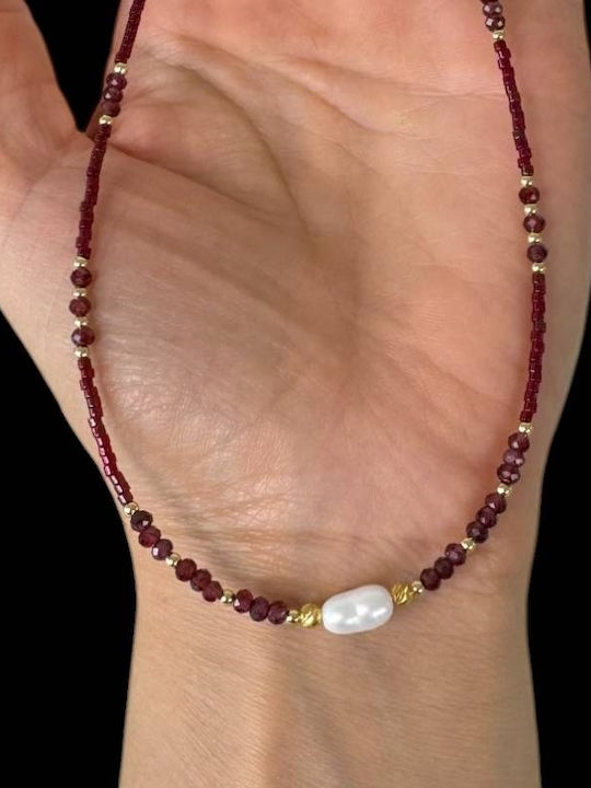 Ezera Choker Din Argint Plăcut Cu Aur Roșu