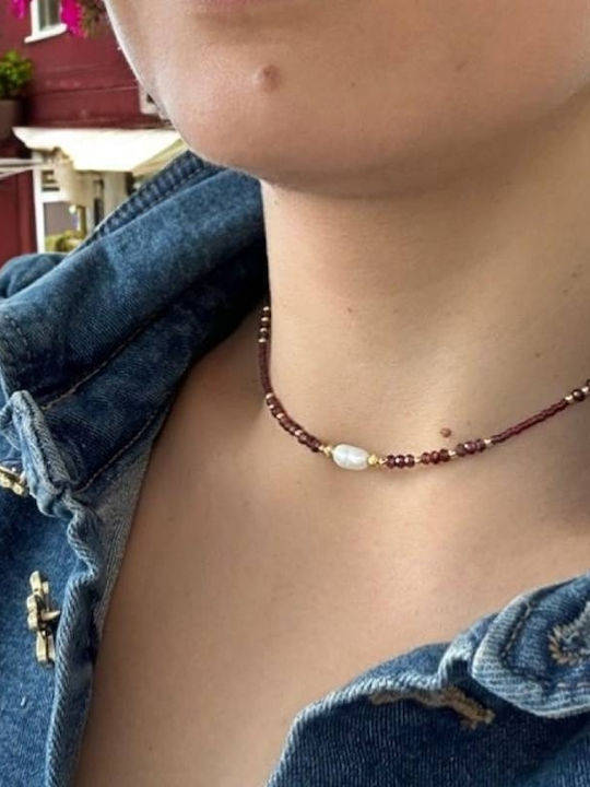 Ezera Choker Din Argint Plăcut Cu Aur Roșu
