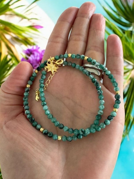 Ezera Choker Semn Zodiacal Leu Din Argint Plăcut Cu Aur Verde
