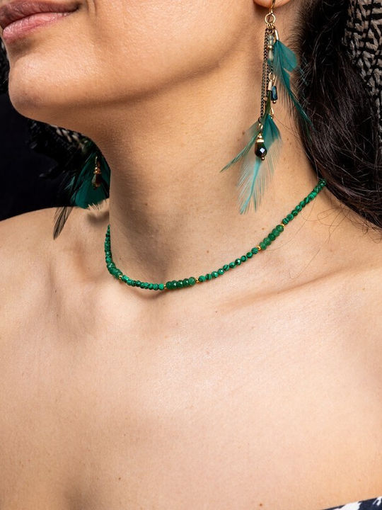 Ezera Ezera Choker Tierkreiszeichen Waage aus Vergoldetem Silber Grün
