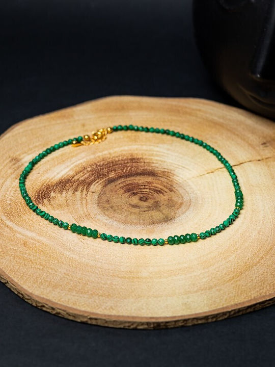 Ezera Ezera Choker Tierkreiszeichen Waage aus Vergoldetem Silber Grün