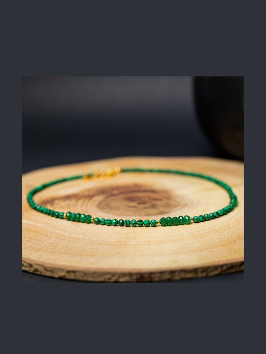 Ezera Ezera Choker Tierkreiszeichen Waage aus Vergoldetem Silber Grün