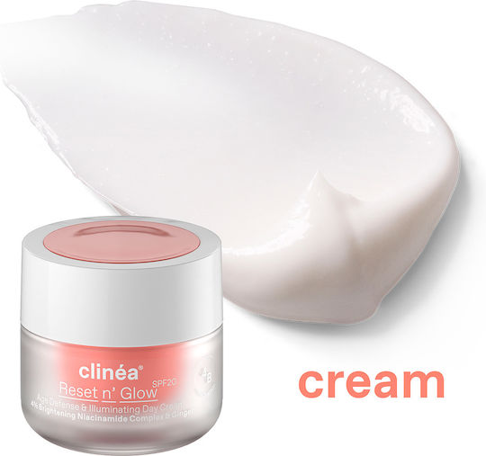 Clinea Reset n' Glow Cremă de Față de Zi cu SPF20 pentru Anti-îmbătrânire și Strălucire cu Niacinamidă și Prebiotice 50ml
