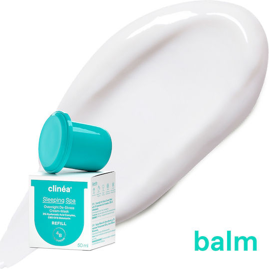 Clinea Sleeping Spa Refill Moisturizing Face Night Cream with Hyaluronic Acid & Prebiotics 50ml