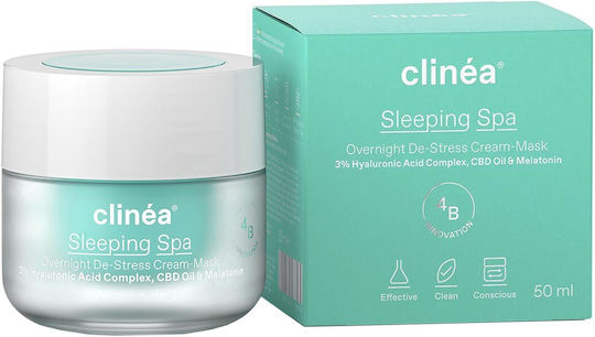 Clinea Sleeping Spa Cream-Mask Light Moisturizing Night Face Cream with Hyaluronic Acid & Prebiotics 50ml