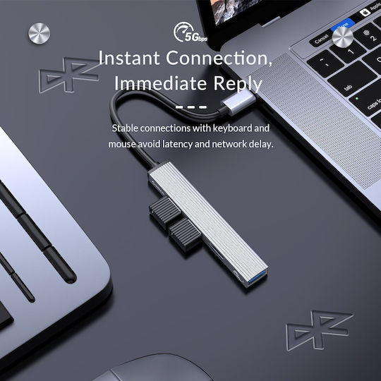 Orico USB Хъб 4 Порта USB 3.1 с USB-A Сив