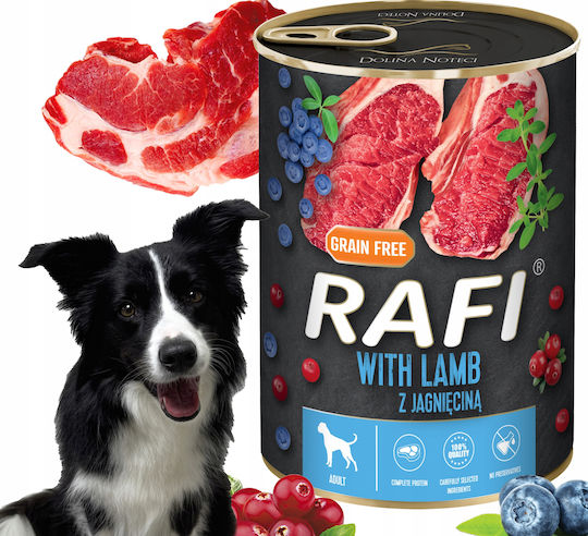 Rafi Hrana Umedă Pentru Câini Dietetică cu Miel și Carne de Vită Fără Cereale 12x400gr