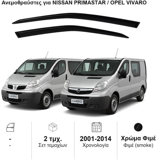 Heko Set of Windbreakers Front Car Dark Fime for Opel Vivaro Nissan Primastar 2pcs