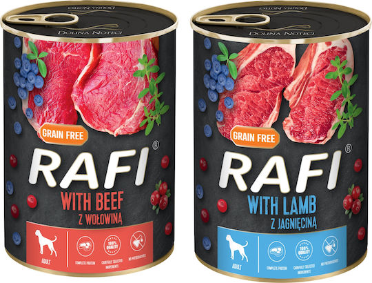 Rafi Nasses Hundefutter Dose Diät mit Lamm und Rindfleisch ohne Getreide 24x400gr