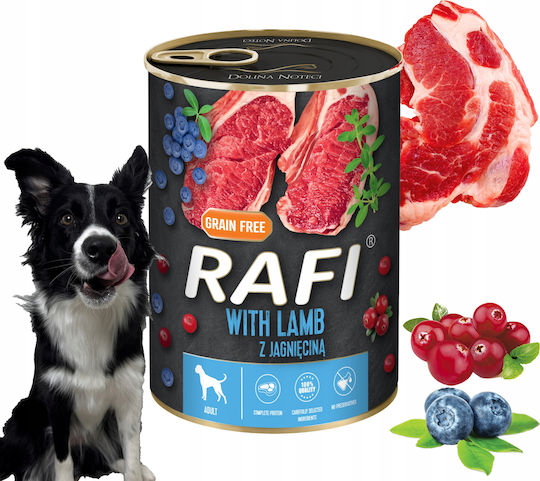 Rafi Hrana Umedă Pentru Câini în Conservă Dietetică cu Miel Fără Cereale 6x400gr