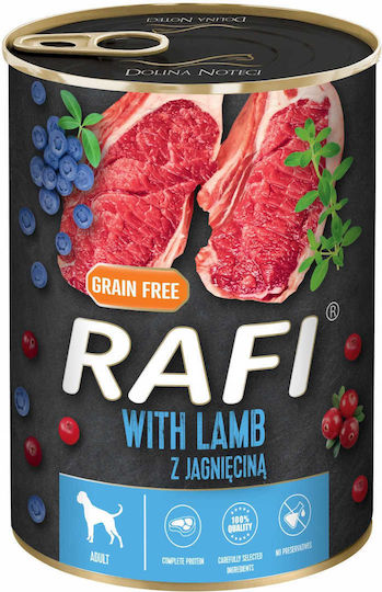 Rafi Hrana Umedă Pentru Câini în Conservă Dietetică cu Miel Fără Cereale 6x400gr