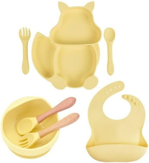 Silicone Feeding Set with Anti-Slip Base Yellow 5 Pieces