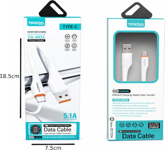 Treqa Cable USB-C male - USB-A CA-8933