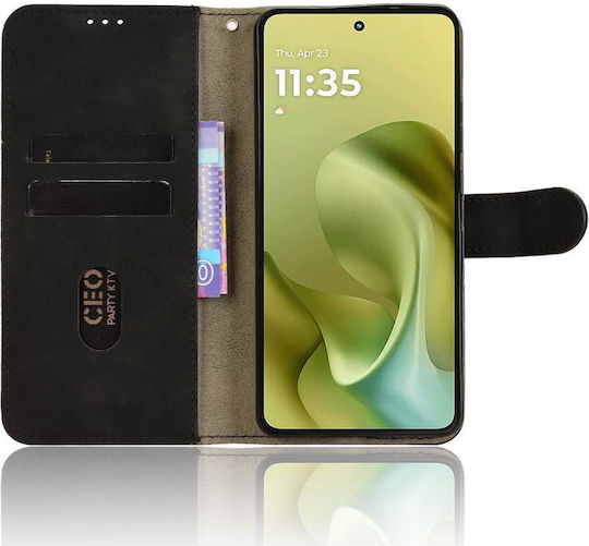 Leather / Silicone Black Wallet (Moto G86 Power)