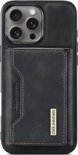 DG.MING Synthetic Leather Wallet / Tempered Glass Black (iPhone 15 Pro) Case085039