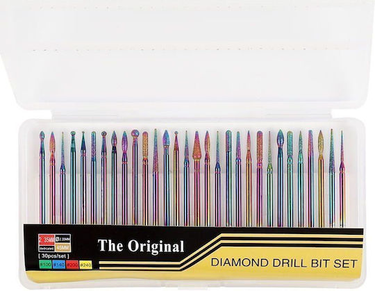 Set Nail Drill Bits Manicure Multicolor 30 Pieces Diamond Drill Bit Set