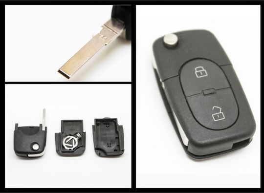 Techstar Husa Pentru Chei Auto Cu 2 Butoane Compatibil Vw Golf Mk4 Passat B5 Bora 1998–2001 Lama Hu66 Baterie Cr1620