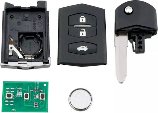 Husă Pliabilă Completă Pentru Cheie Auto Techstar 3 Butoane 433mhz Ske126-01 Id63 Cip 80bit Compatibil Mazda 2 3 5 6 8 Baterie Inclusă