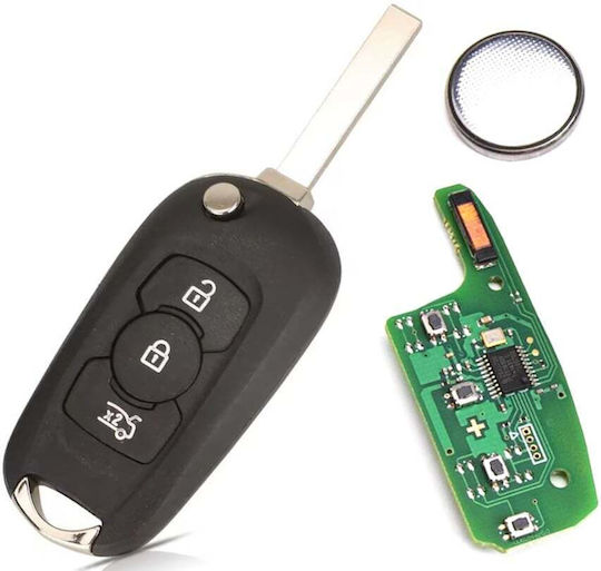 Cheie Auto Programabilă Completă Techstar Tip Pliante 3 Butoane Compatibil Opel Astra K 2015–2021 434 Mhz Id46 Pcf7961e Cip Hu100 Lamă