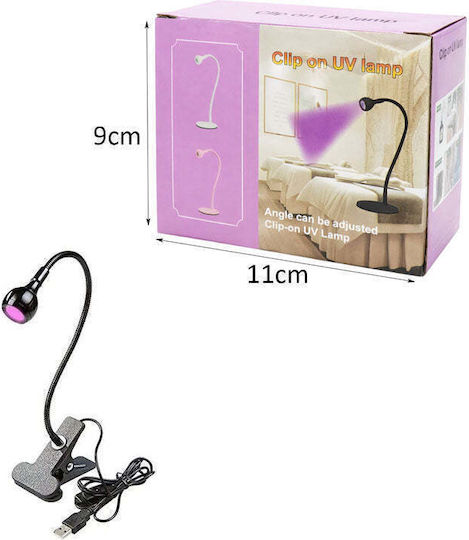 UV Nail Lamp 3W with Clip Silver