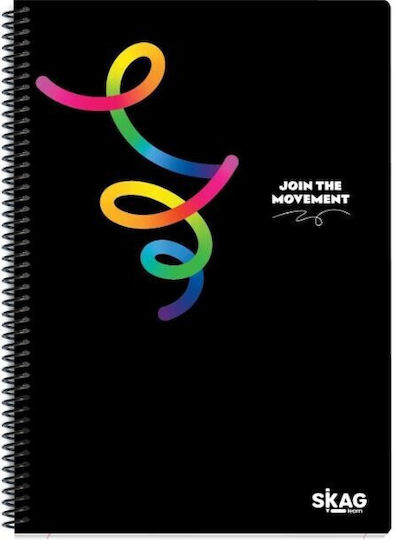 Skag Spiral Notebook Ruled A4 60 Sheets 2 Subjects Color Black