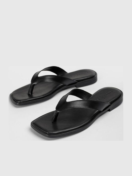 Leather Women's Flat Sandals Black