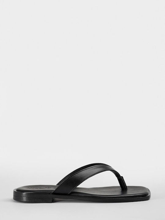 Leather Women's Flat Sandals Black