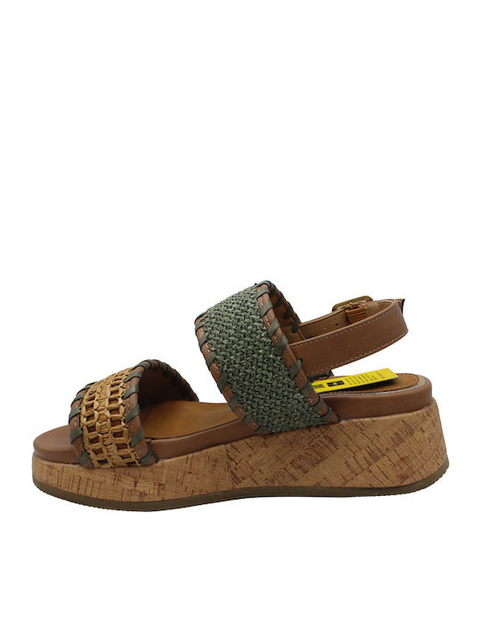 Sandale Casual Damă Flatforme Kaki