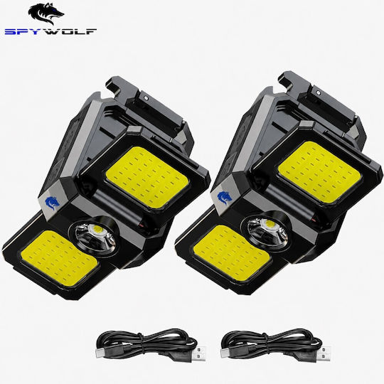 Spywolf Mini Ultra Strong LED Waterproof Multi-Purpose Flashlight COB Rechargeable Type-C Port 4pcs TC-561