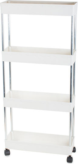 Corner Floor Bathroom Shelf with 4 Shelves 85x38x13cm White